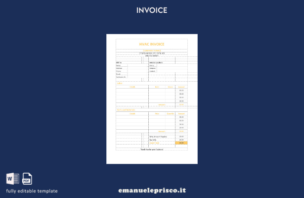 modello di fattura HVAC in stile verificato